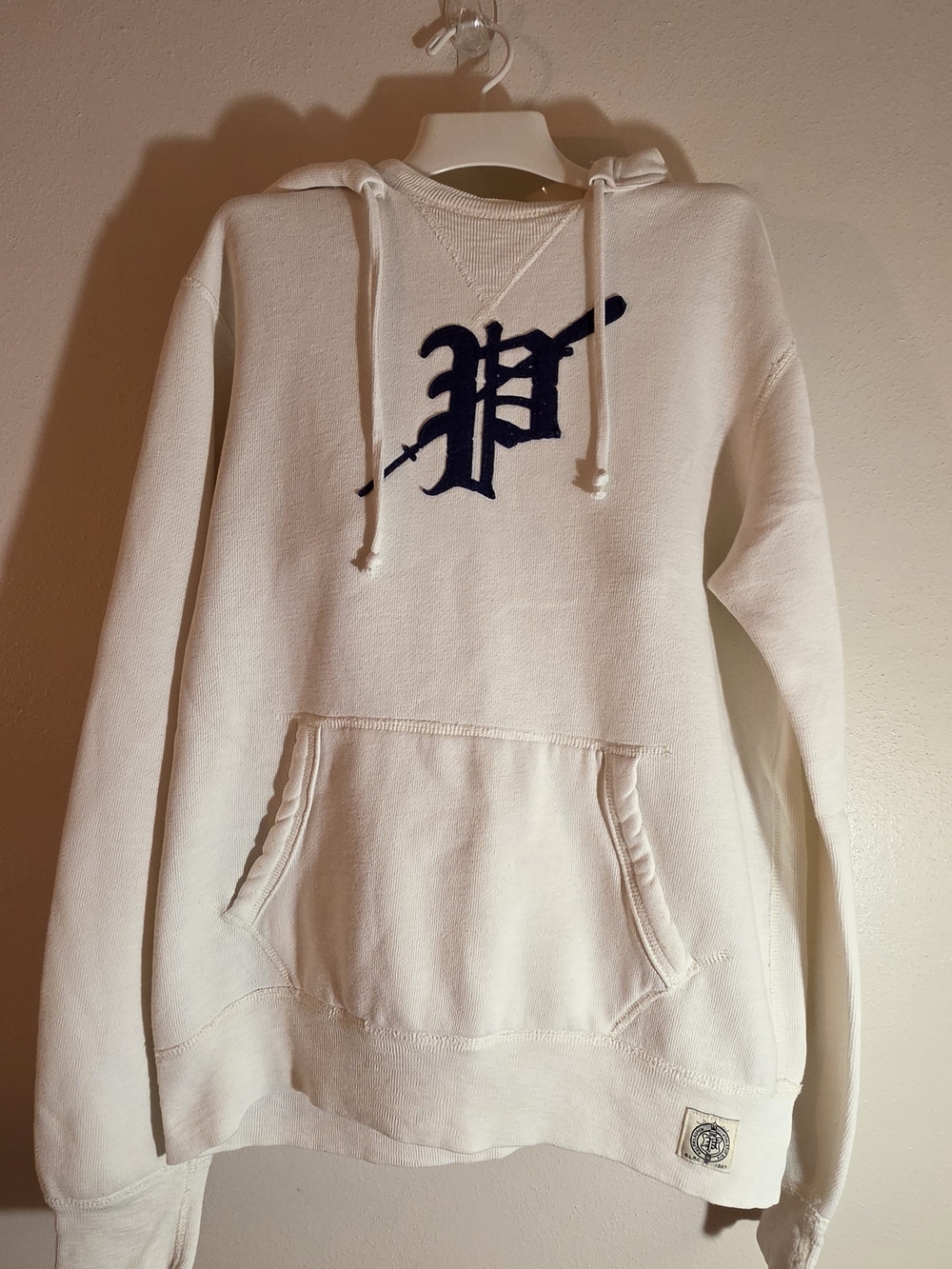 Polo by Ralph Lauren White Hooded Sweatshirt with Navy P Logo